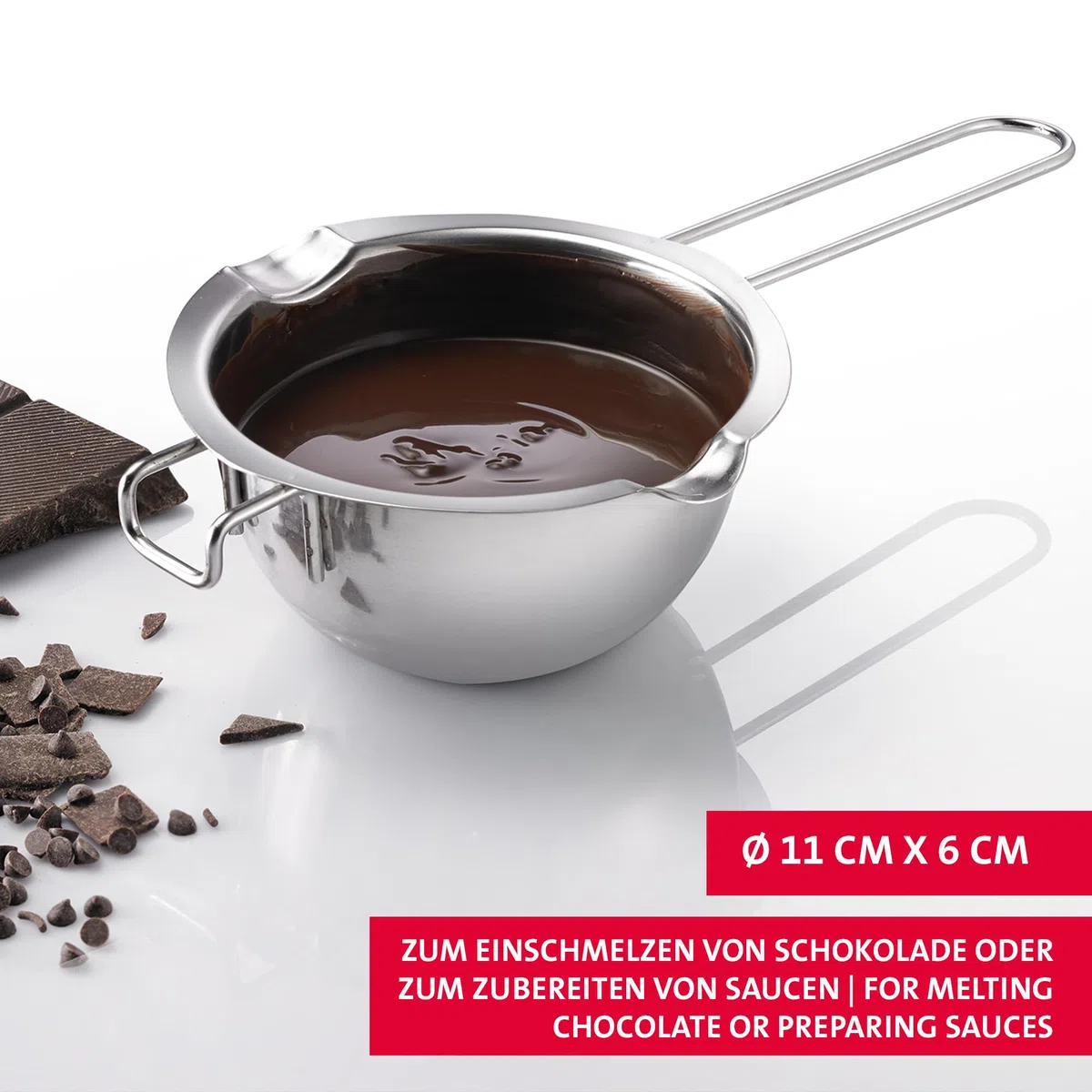 Westmark Set di Ciotola per Magno Maria e Forchette per Immersione in Cioccolato (3 Pezzi) – Ciotola con beccucci bilaterali pe versare – Forchetta per immersione e decorazione – Acciaio inox