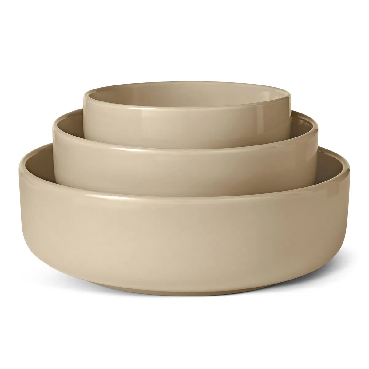 Amazon Basics Ciotole in Gres Smaltato, Set di 3 Pezzi, Lavabili in Lavastoviglie, Grigio Lino