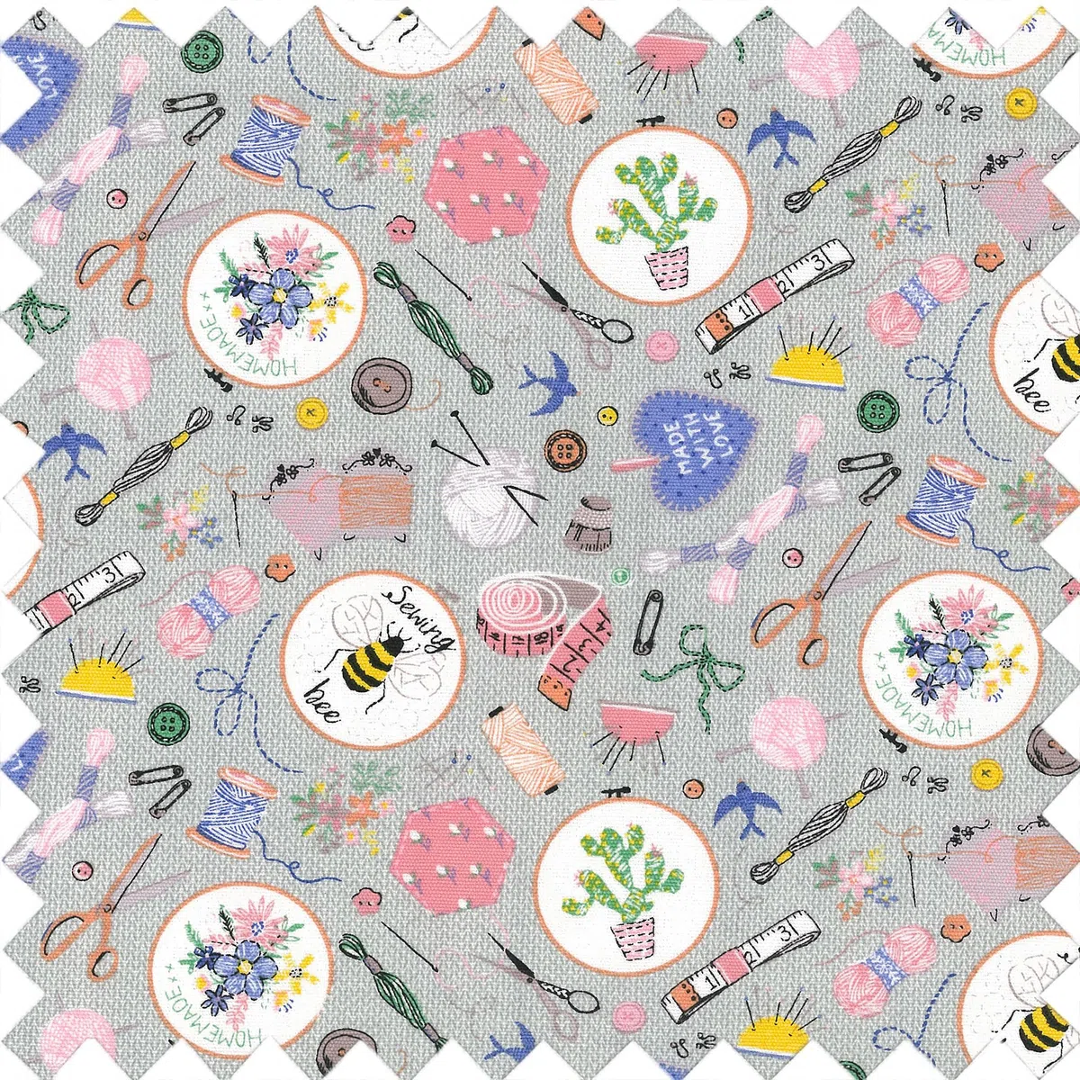 Hobby Gift Scatola Media per Cucito Kit con Manico - Cestino Porta Cucito in Cotone con Scomparti per Strumenti e Accessori Creativi - 18,5 x 25,5 x 14,5 cm, Fatto in Casa