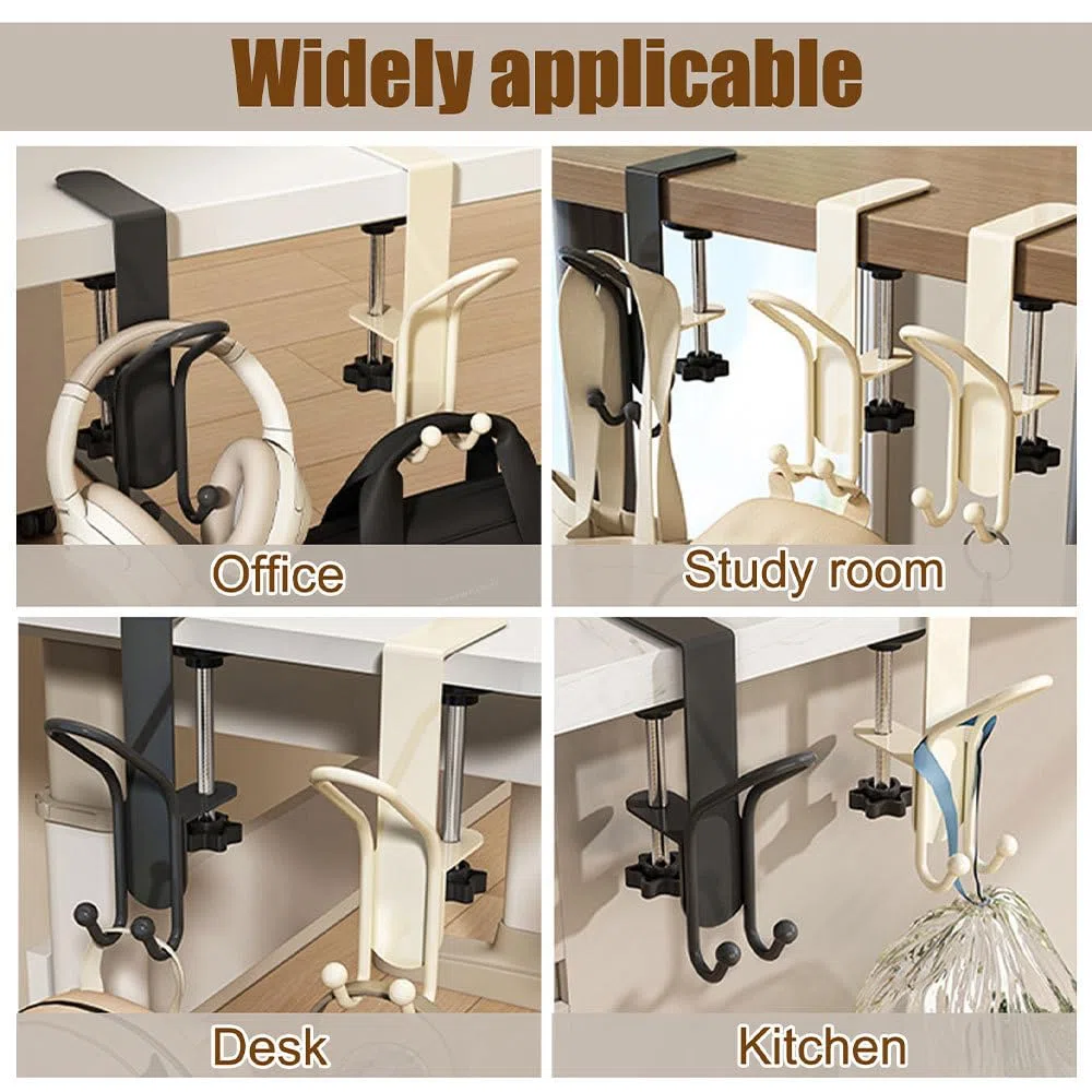 MiOYOOW Ganci da Parete per Appendiabiti, 4 Pezzi Ghirlanda Strofinaccio da Cucina a Doppio Ganci Calze, Supporti Calze in Ferro Regolabili Senza Trapano, per Decorazione Domestiche Feste e Vacanze