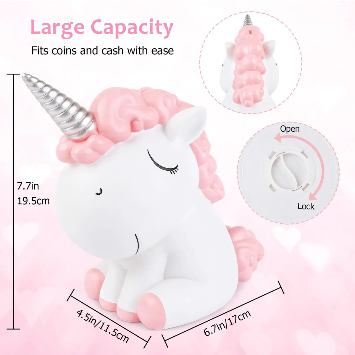 Salvadanaio a forma di unicorno con diamanti fai da te e adesivi alfabeto, infrangibile, regalo per compleanno e Natale