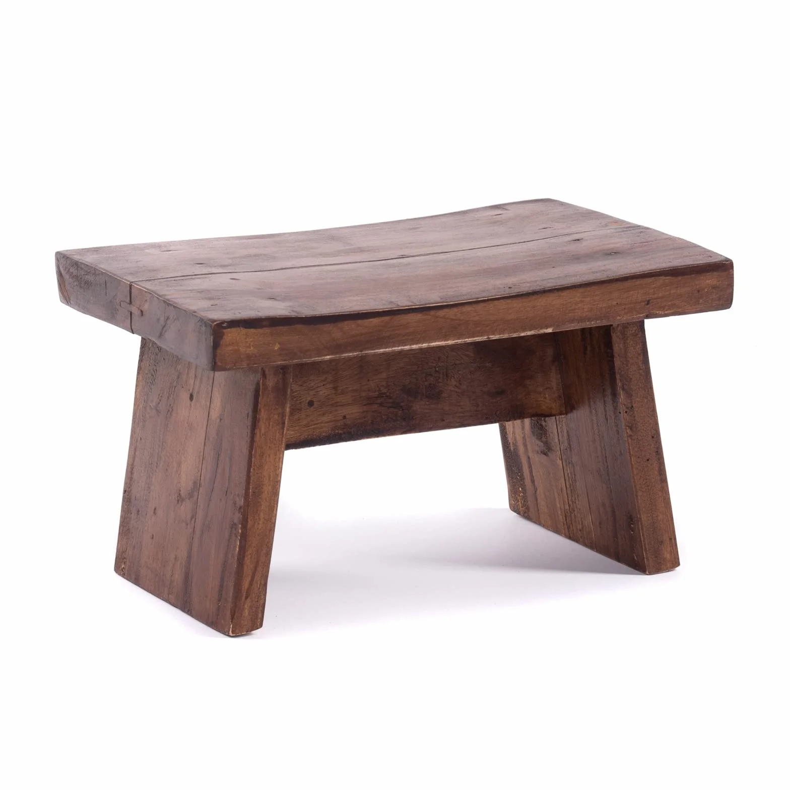 Sgabello in legno massiccio riciclato, 18,5 x 29 x 19,5 cm, stile shabby chic