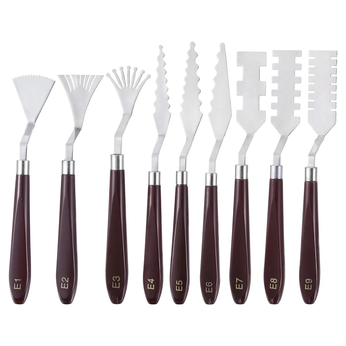 QUARKZMAN 9pz E1-E9 Set Spatole per Pittura Spatola Artistica Acciaio Inossidabile Coltelli Pallet Verniciatura Raschietti con Manico Plastica per Diffusione Miscelazione Olio Acrilico