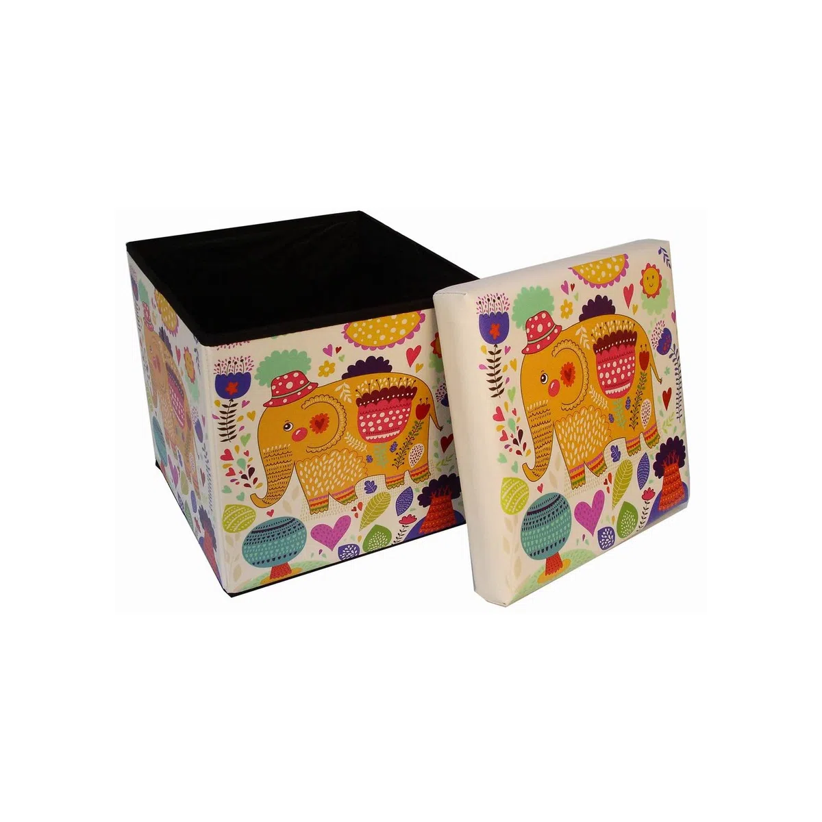 Biscottini Pouf contenitore bambini e adulti 33x33x33 cm | Scatole portaoggetti richiudibili con coperchio | Pouf contenitore quadrato con decorazioni