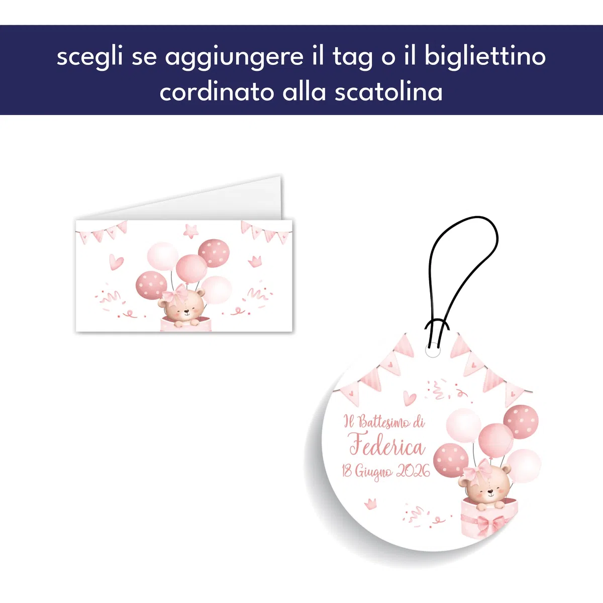 Scatoline Portaconfetti Nascita (24 Pezzi) – Personalizzabili con Nome e Data (Orsetto Festa Femmina)