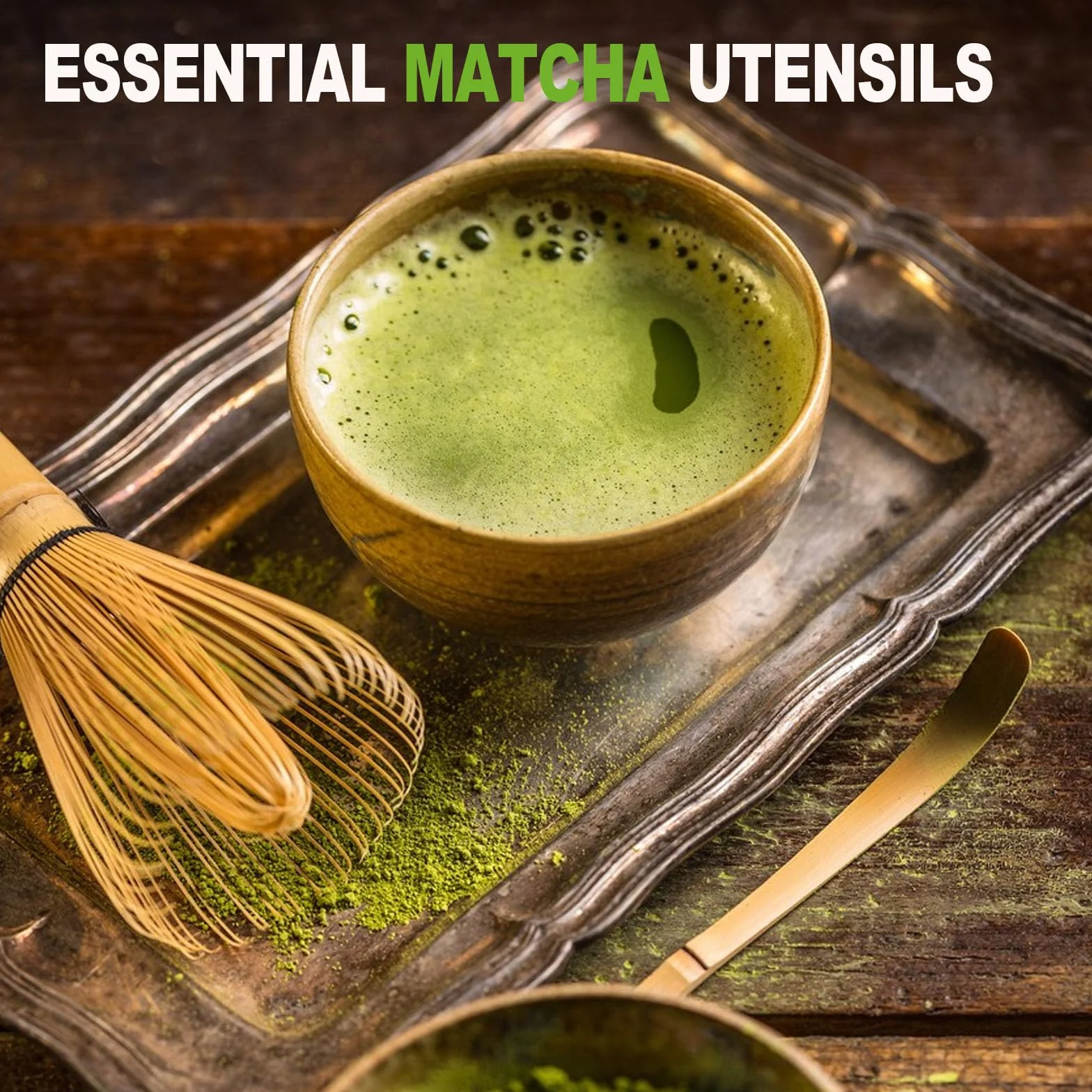 VMUTGA MA-01 Accessorio per Cerimonia del Matcha Giapponese, Frusta al Matcha (Chasen), Frusta in Bambù Naturale Chasen Tradizionale a 100 Bastoncini Matcha