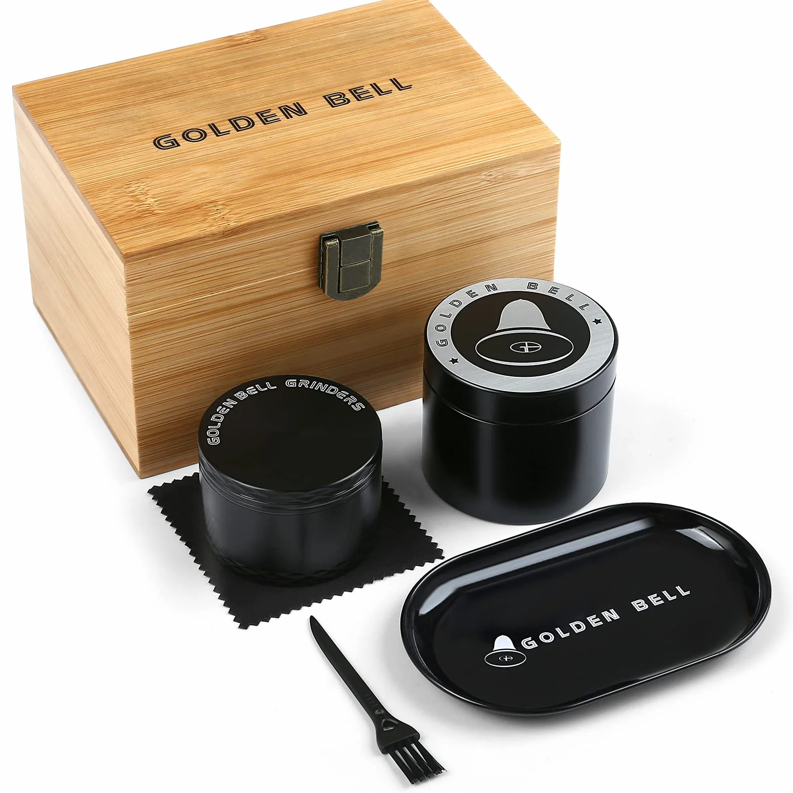 LIHAO Scatola Grinder Metallo 4 Parti Professionale con Vassoio Barattolo di Stoccaggio Regalo Uomini Natale San Valentino Compleanno