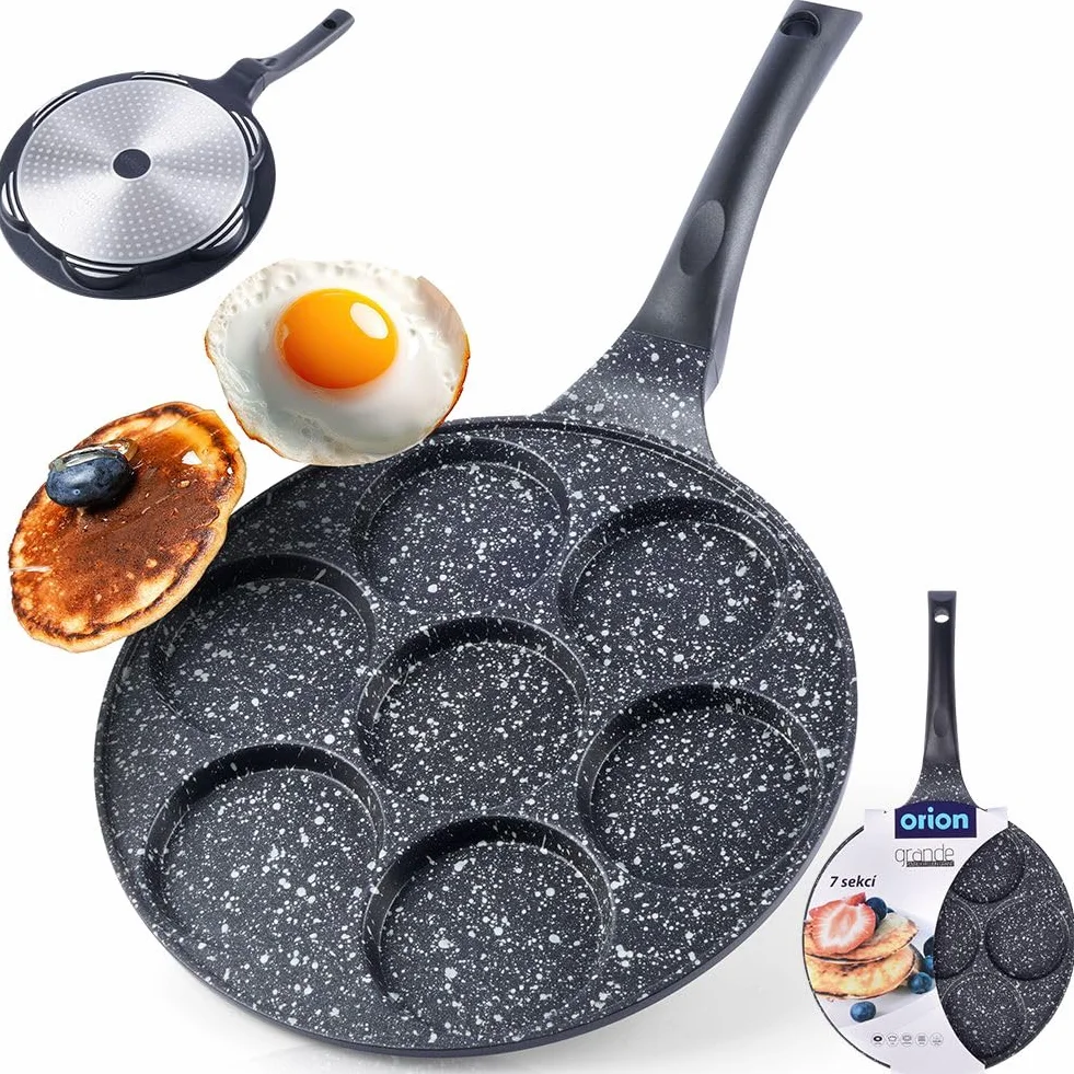 Orion - Padella per Gli Occhi Ø 27 cm, per Uova Fritte per 7 Uova, Padella per Crepe a Gas, per induzione, con Rivestimento Antiaderente