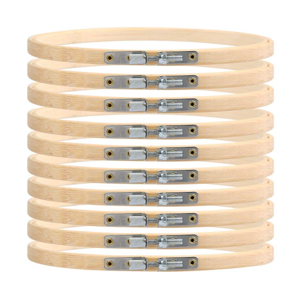 10 Pezzi Telaio da Ricamo 15 cm , Telaio da Ricamo in Legno per Punto Croce, Artigianato, Uncinetto, Cucito, Telaio da Ricamo in Legno, Cerchio Rotondo di Bambù, 6 pollici