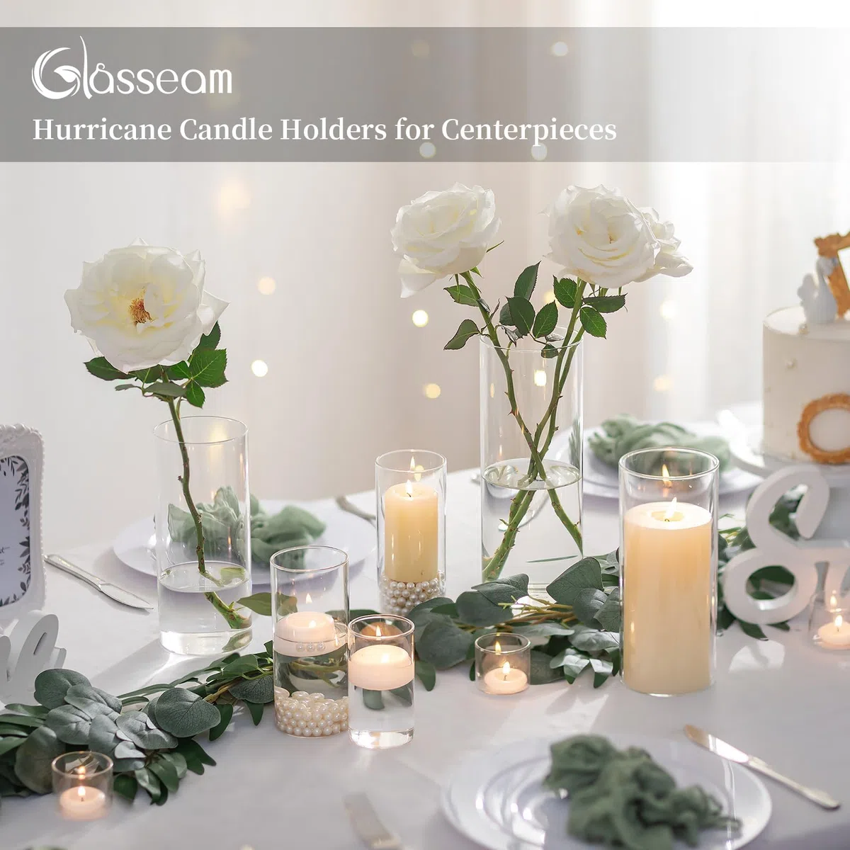 Cilindro Vaso Per Fiori In Vetro Trasparente, 3 Pezzi/Set Glasseam Modern Basic Vasi Per La Decorazione Della Tavola Centrotavola Matrimoni Fiori Rose Pampa Per Soggiorno Ornamenti, 10/15/20 Cm Alto