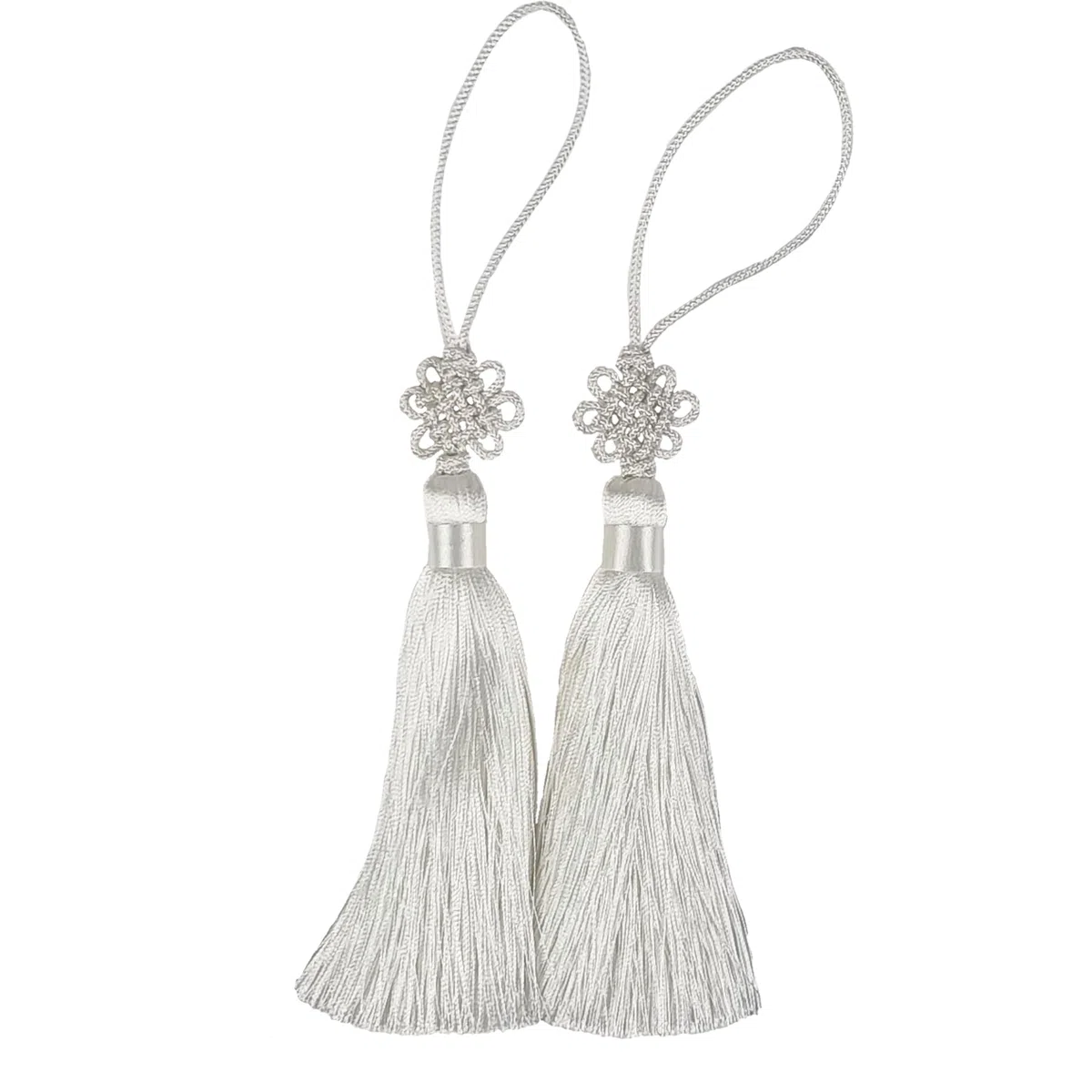 Set di 2 mini norigae coreani con nodo di seta tradizionale in 7 colori, accessori decorativi Hanbok (bianco)