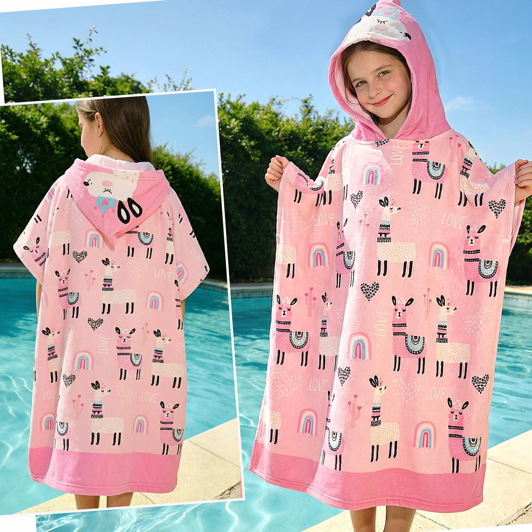 Asciugamano da Spiaggia con Cappuccio Poncho Telo Mare Bambini con Dinosauro Blu in Microfibra Assorbente per Spiaggia Doccia Piscina, Asciugamano da Bagno Ragazzi 6-15 Anni, 75x180cm