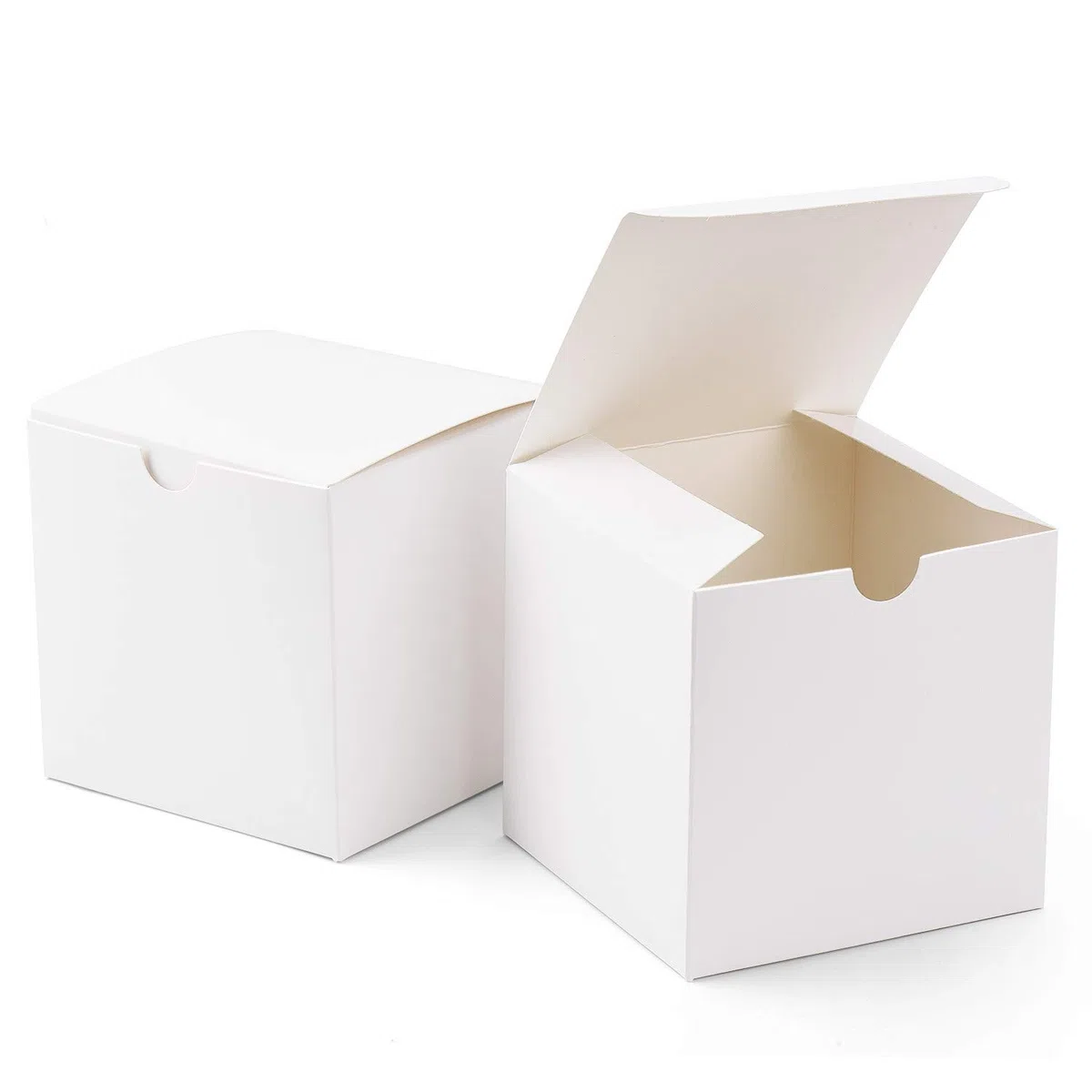 Switory Scatole regalo 50 pezzi 10x10x10cm, scatole regalo di carta kraft con coperchi per artigianato, cupcake, scatole di cartone per proposta di damigella d'onore, bomboniera bianca
