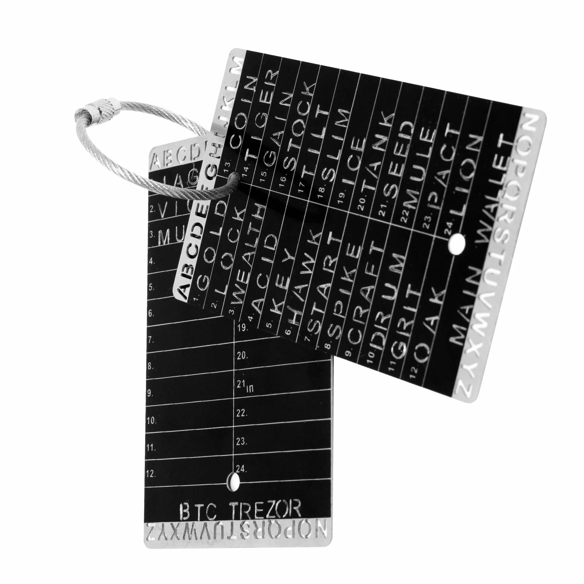 Crypto Seed Bank - Piastre Inox per Cripto Frasi Seme - Incisione Accurata per Bitcoin Offline Backup di Portafogli Seme - Incidi 48 Parole - Per Portafogli Hardware Ledger Nano e Trezor One