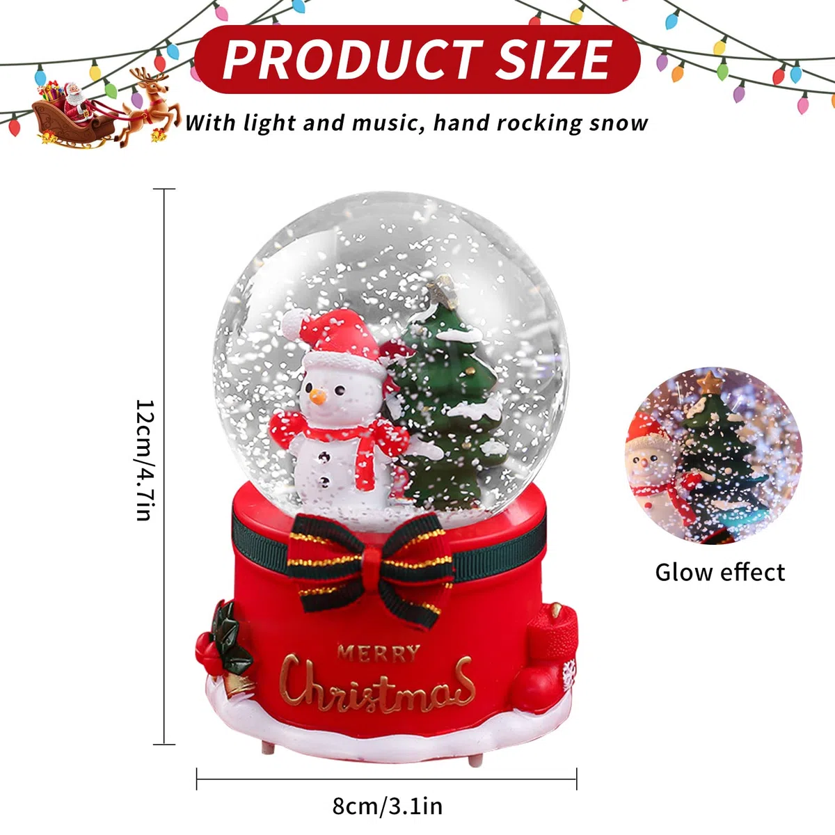 Hileyu Globo di Neve Musicale di Natale Creativo Carillon di Babbo Natale Bagliore di Fiocchi di Neve Regalo di Compleanno per Bambini Decorazione Natalizia