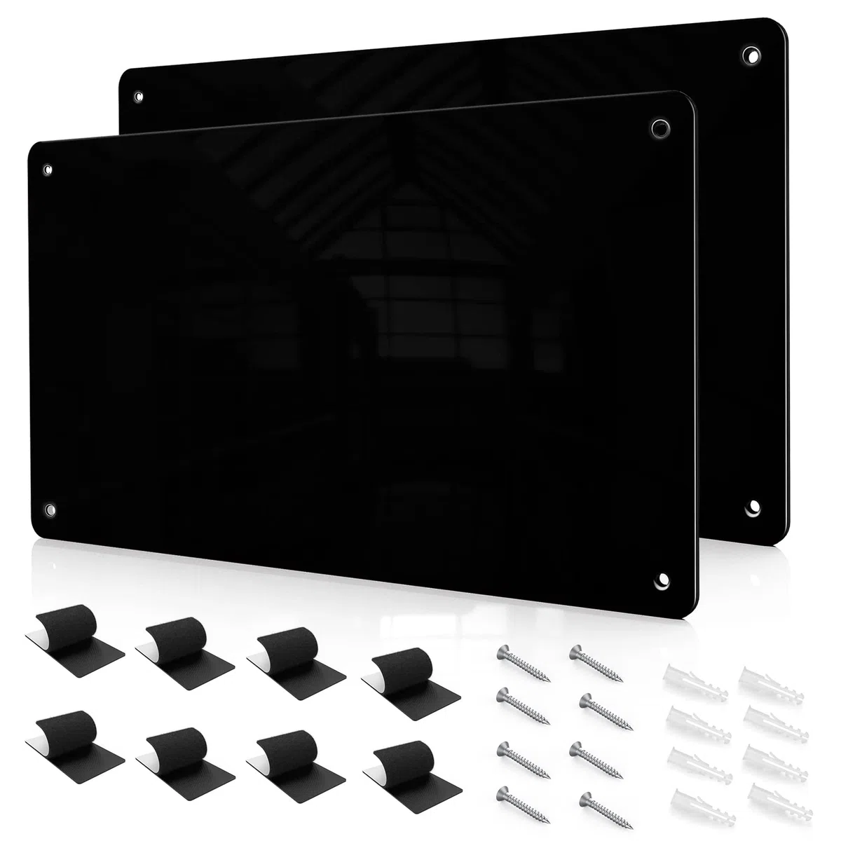 2 Pack 43.5 x 30 cm Nero Metallo Lavagna Magnetica da Parete per Calamite - Scrivibile e Cancellabile, per visualizzare magnetiche barattoli di spezie, appunti, foto, adatta a cucina, frigo, muro