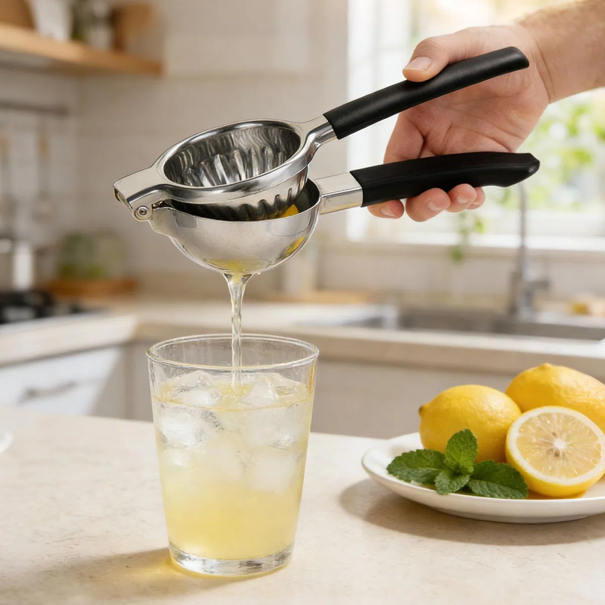 Spremiagrumi Manuale in Acciaio Inox con Zester, Spremilimone per Limoni e Lime, Manici Ergonomici, Lavabile in Lavastoviglie