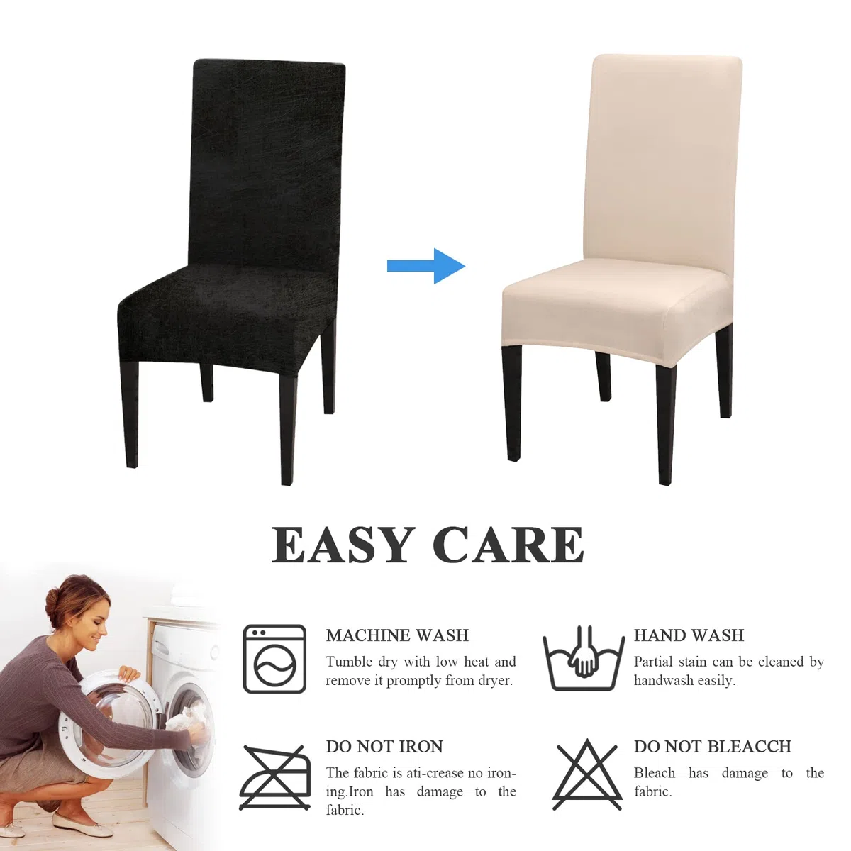 Lydevo Coprisedie con Schienale 4 Pezzi Elasticizzato,Coprisedia per Sala da Pranzo,Fodere Sedie con Schienale Alto Lavabile Rimovibile Universale,Spandex Copertura per Sedia Soggiorno,Beige