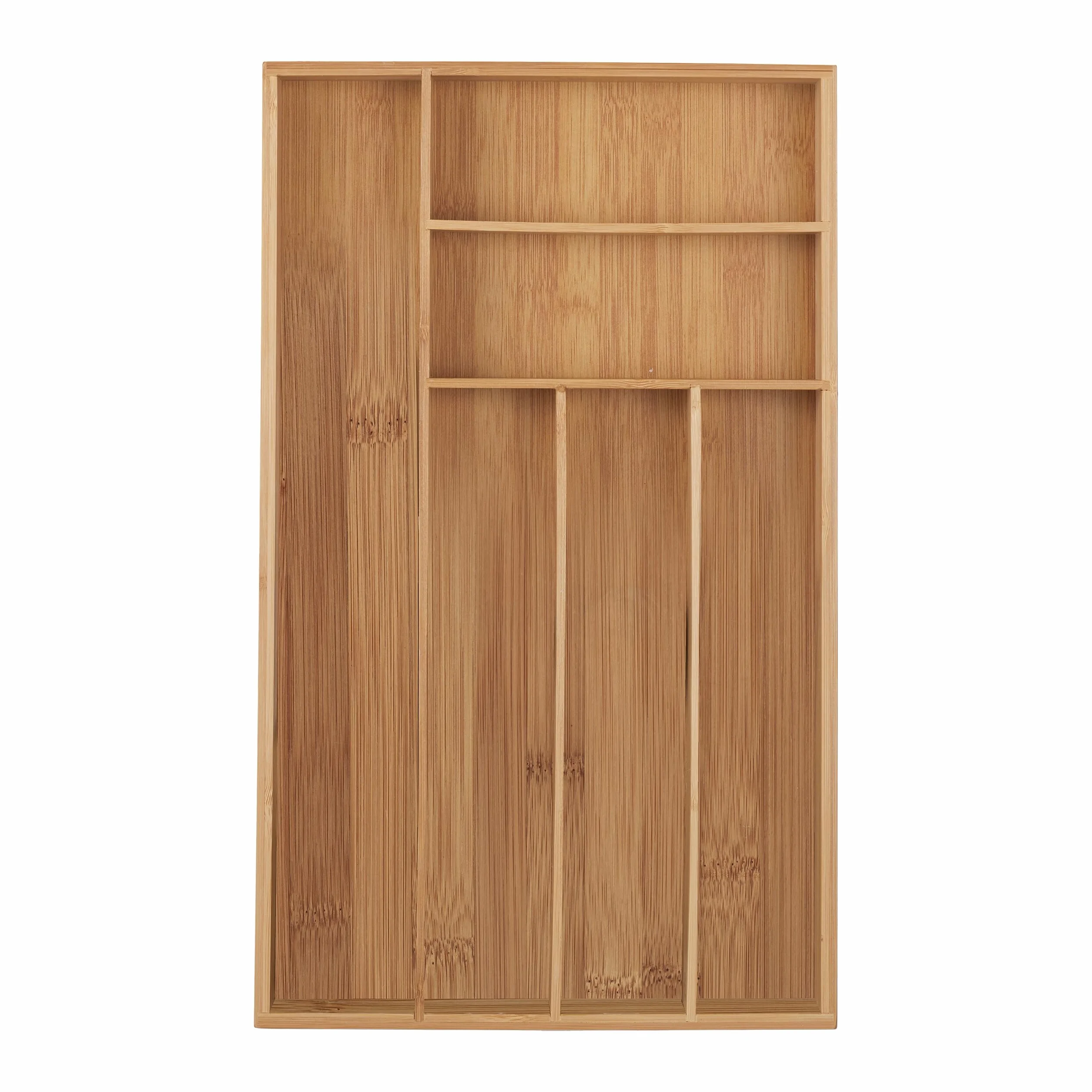 Relaxdays Portaposate da Cassetto in bambù, 6 Scomparti, Divisore Posate e Utensili da Cucina, 5 x 27,5 x 46cm, Naturale