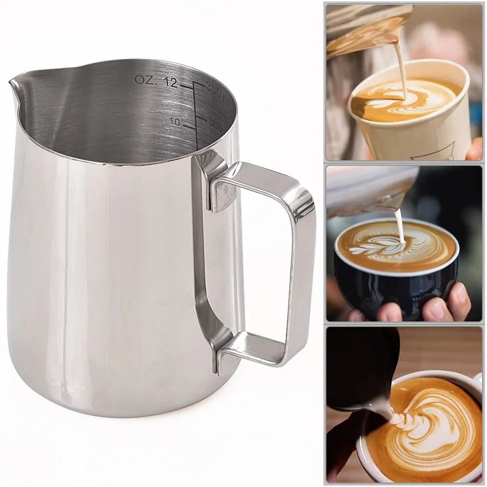 HomEdge Brocche per caffè espresso con schiuma, 350 ml / 12 OZ, in acciaio inox, con scala graduata per schiumare il latte