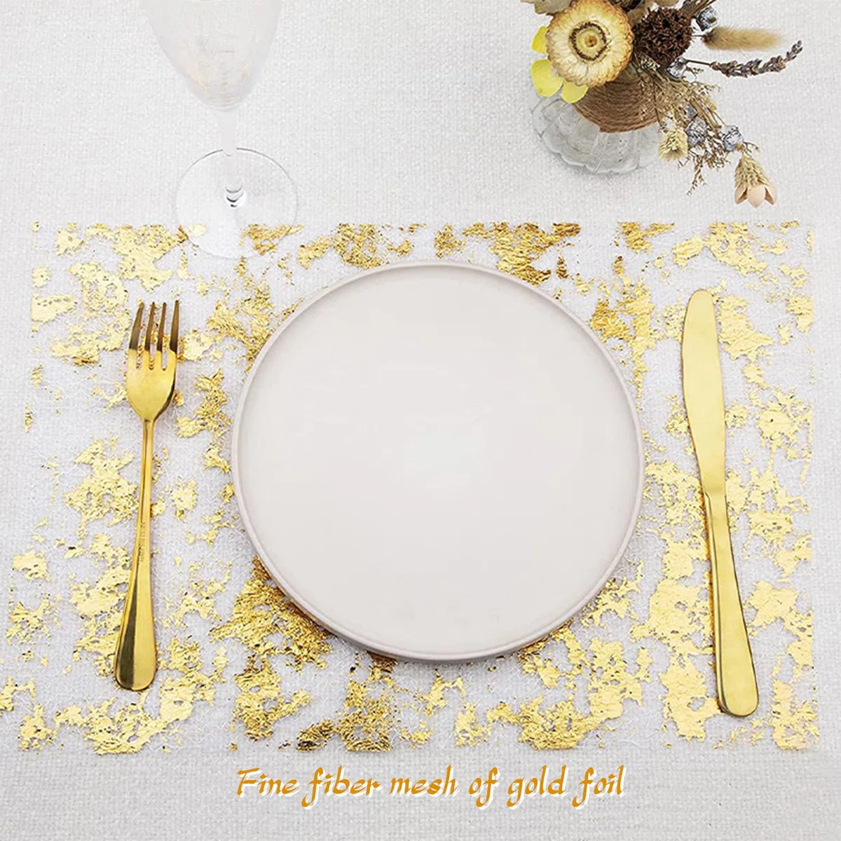 Runner da Tavolo in Rete con Foglia Oro, Runner Natalizio, Runner da Tavola in Rete,Riutilizzabile,per Compleanni, Ritiri, Battesimi,Celebrazioni,Feste,Decorazioni (28 cm x 30 m d'oro)