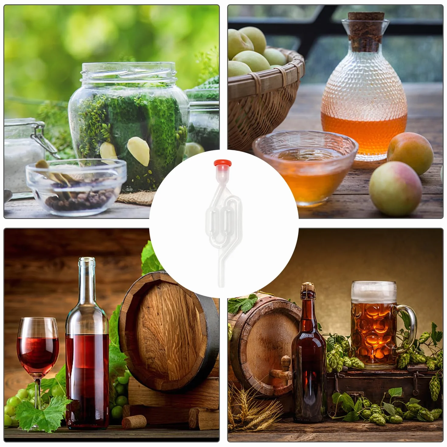 MEMOFYND 5 pezzi tubi di fermentazione, 5 tappi in silicone, 1 sacchetto di conservazione, set per la preparazione della birra, tubi di fermentazione con tappi in gomma, valvola di scarico per la