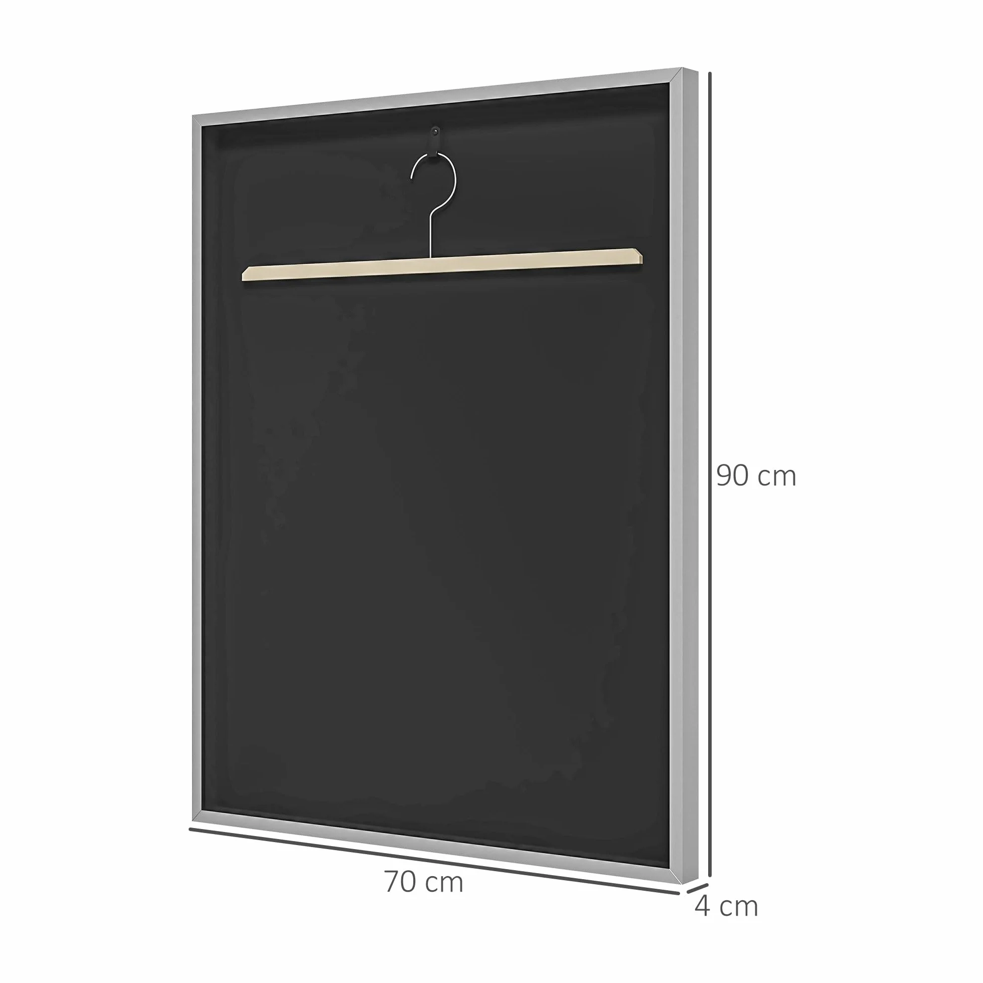 HOMCOM Frame Box T-Frame Telaio in alluminio per maglia porta acrilico fodera interna in feltro 70 x 90 cm Argento
