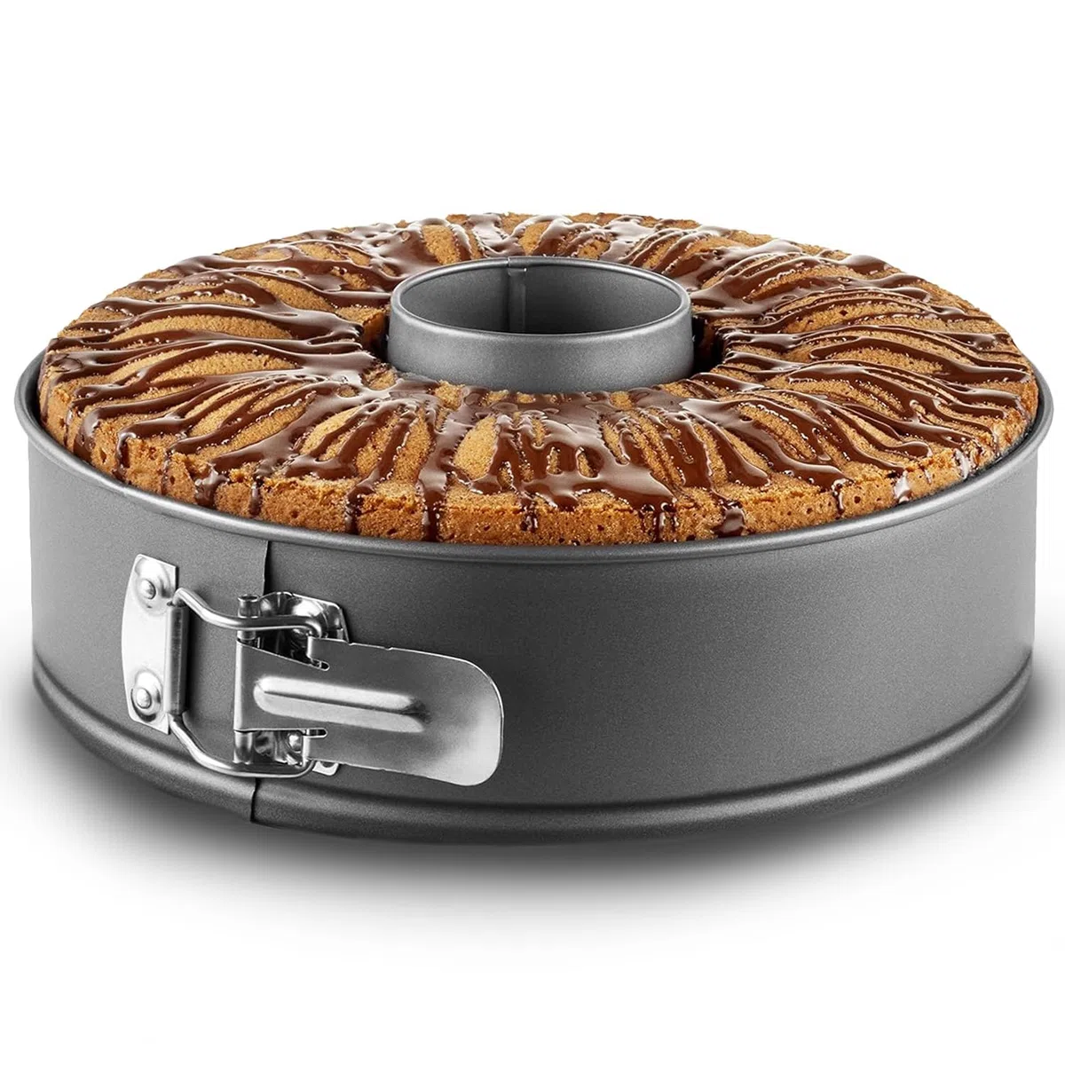 GF Cake - Tortiera 26 cm Apribile con Cerniera - Stampo Tortiera Apribile 2 Fondi - Teglia per Dolci Rotonda da Forno con Rivestimento Antiaderente - Stampo per Torte