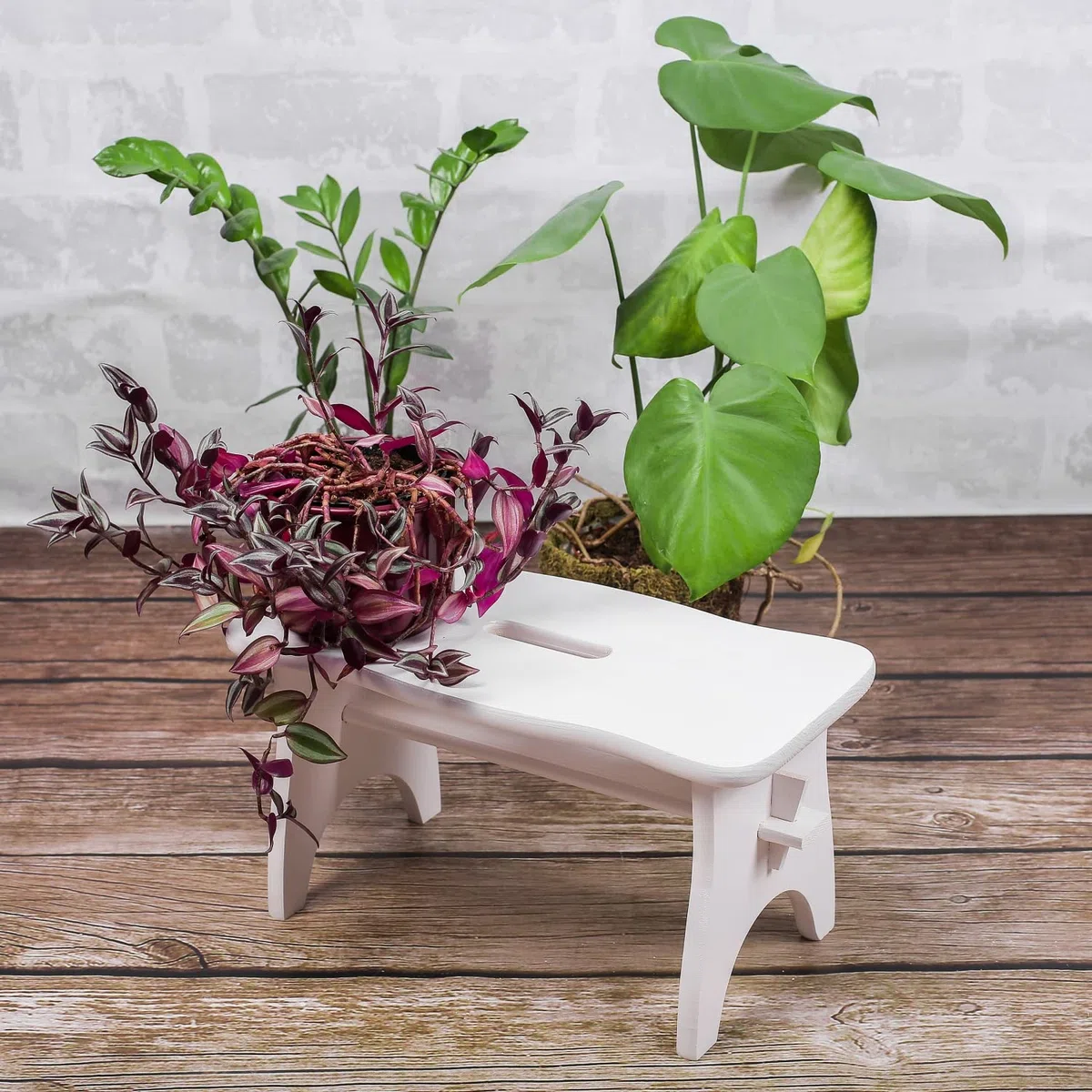 Creative Deco Piccolo Sgabello in Legno, Gradino Cucina Bambini | 38 x 19 x 21 cm | Sgabello Basso Colore Bianco | Sgabelli Cucina, Scaletta Wc per Bambini, Poggiapiedi Comodo | Deco Supporto Piante