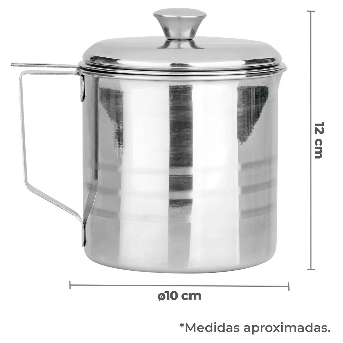 TIENDA EURASIA - Grasso Con Filtro a Maglia Sottile, ø10 cm, 800 ml di Capacità, Acciaio Inossidabile, Bicchiere Con Filtro Per Olio Usato, Colino