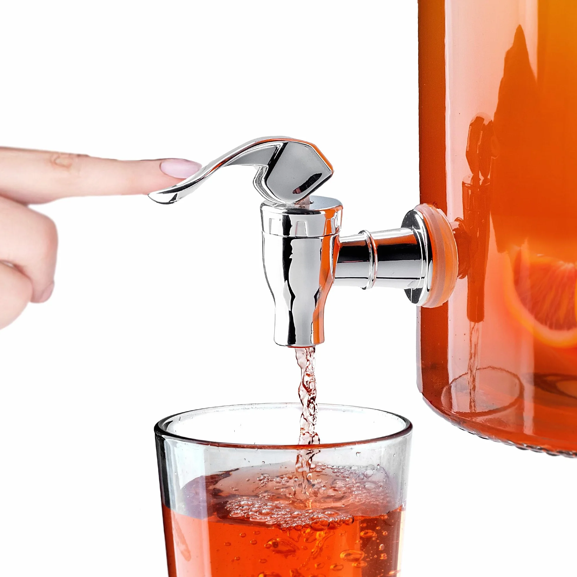KADAX Dispenser per bevande da 5,6 litri, distributore di limonata con rubinetto e coperchio, grande erogatore di acqua in vetro, dispenser di succo, contenitore per bevande, contenitore in vetro