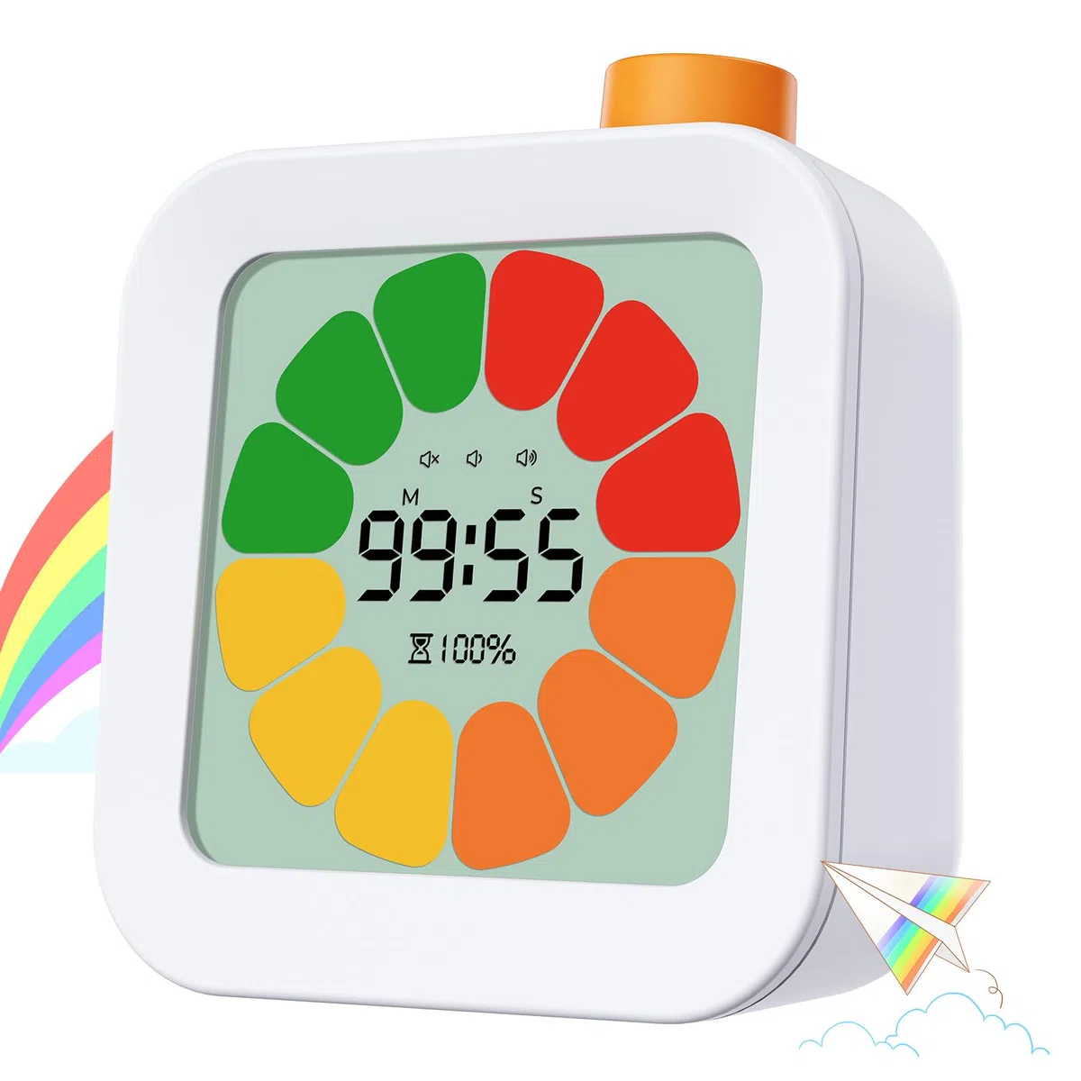 EooCoo Timer Visivo Bambini, Conto alla Rovescia di 99 Minuti, Temporizzatore Digitale con Memoria di Produttività con Allarme Silenzioso, Tasti Min/Sec, Oggetti per la Cucina, Scuola, Ufficio, ADHD