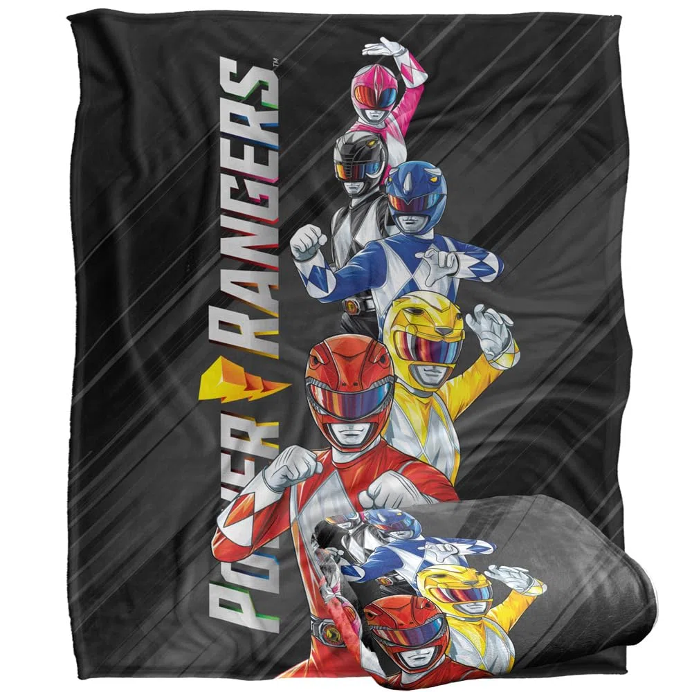 LOGOVISION Power Rangers Ranger Stack Coperta super morbida al tatto setoso – 152 x 127 cm