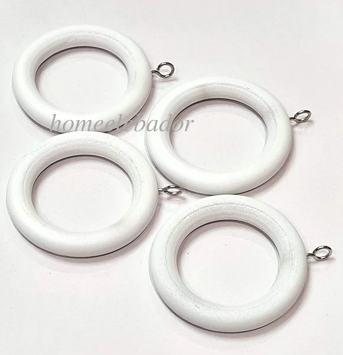 Anelli per tende in legno bianco da 38 mm con occhiello a vite per tende per bastoni da 35 mm, confezione da 24.