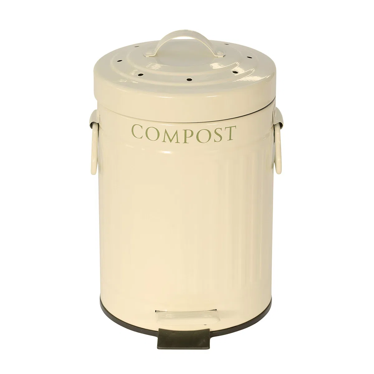 KitchenCraft Mini Pattumiera a Pedale per Rifiuti Organici da Cucina, in Metallo, Capacità 3 Litri, Colore Crema