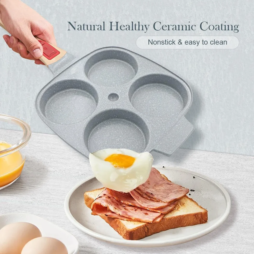 RANX INGST Padella Pancake con Rivestimento in Ceramica, Padella per Uova Fritte con Manico Rimovibile, Induzione Compatibile - Blu