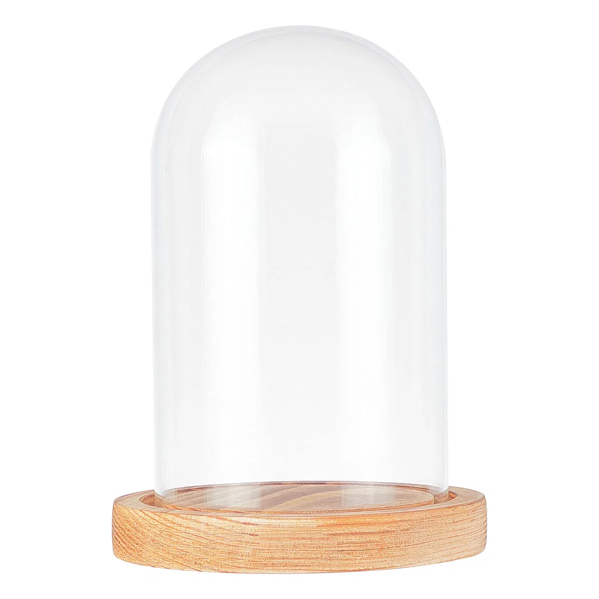nbeads Cupola in vetro, rosa eterna campana vaso in vetro chiaro cupola display centro tavolo con base in legno per torta fiore compleanno San Valentino, festa della mamma, 11,3 x 16 cm
