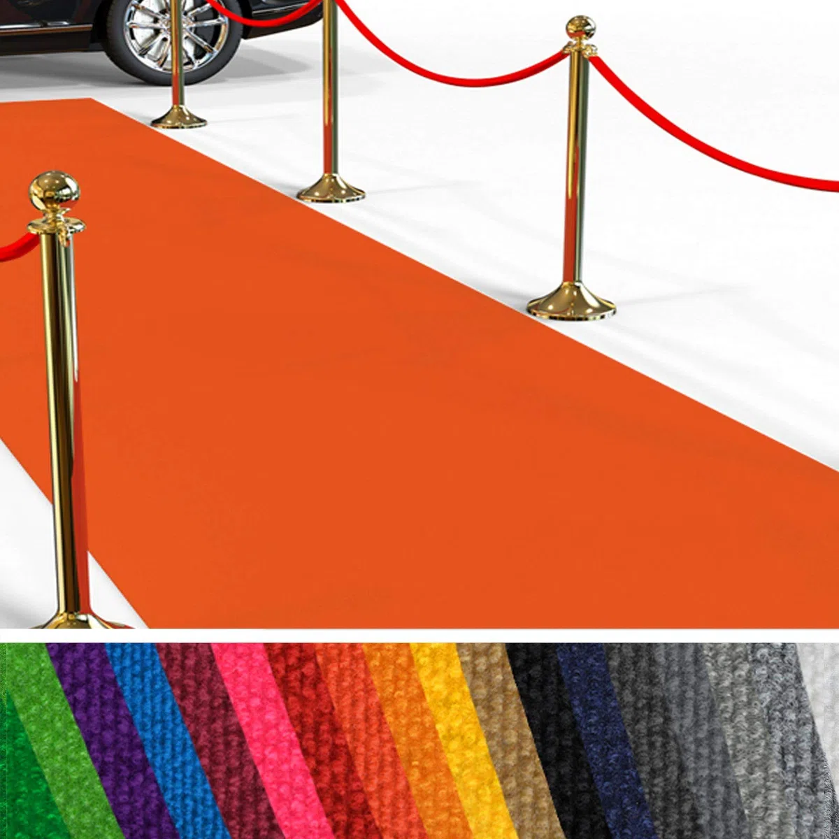 Passatoia Evento al Metro - Passerella Anti-Scivolo | Tappeto per Matrimonio, Cerimonia, Sfilata | 18 Colori, 2 Larghezze, fino a 50 m di Lunghezza |100x200 cm - Arancione chiaro