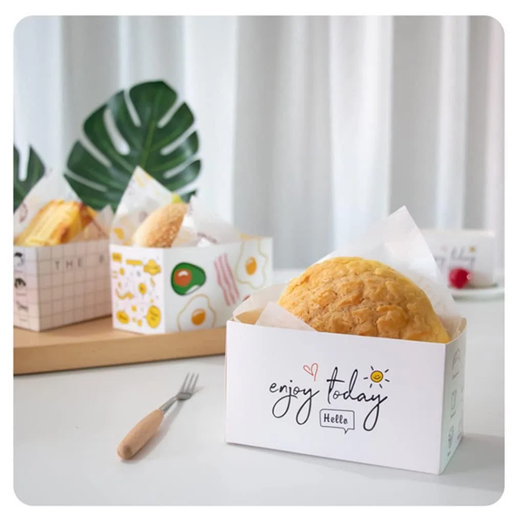 Confezione da 100 scatole da asporto per sandwich (13,2 x 7,4 x 6,9 cm (lunghezza x altezza x larghezza) contenitori per alimenti da asporto per toast, ciambelle, panini, hamburger da asporto
