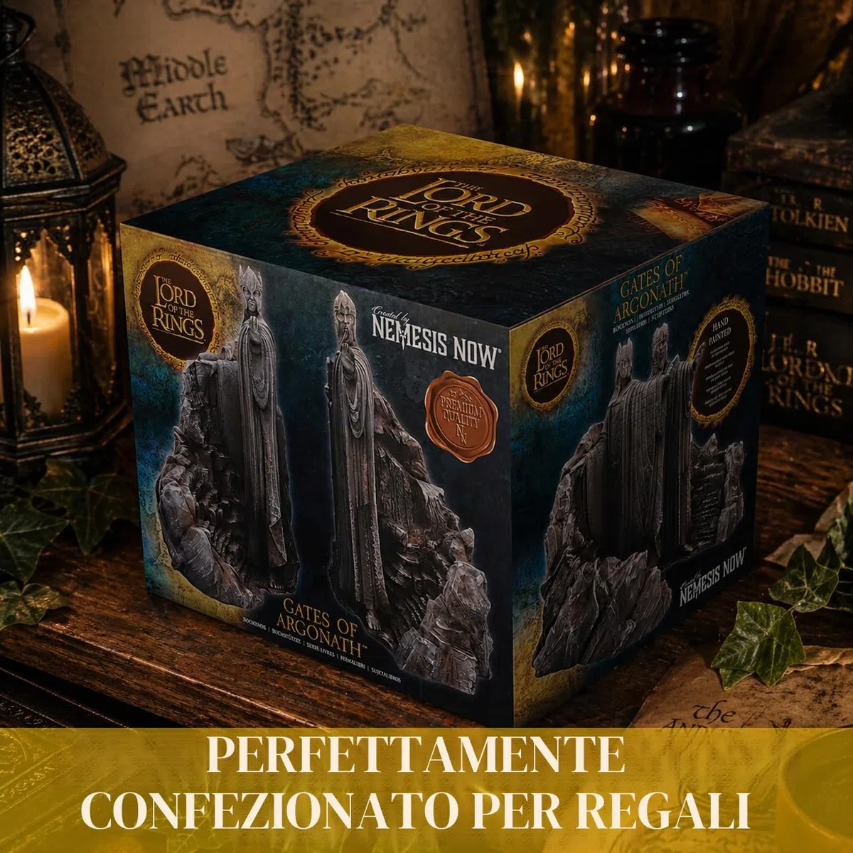 Nemesis Now Lord of the Rings - Fermalibri Gates of Argonath, in resina, grigio, con licenza ufficiale, Il Signore degli Anelli, pezzo espositivo del Signore degli Anelli, realizzato in resina di alta