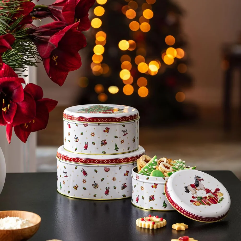 Villeroy & Boch - Winter Collage Set di Biscottiere Variopinto, Scatola di Biscotti, Biscottiera, Scatoline Biscotti, Decorazioni per la Casa, Xmas, Natale, Metallo