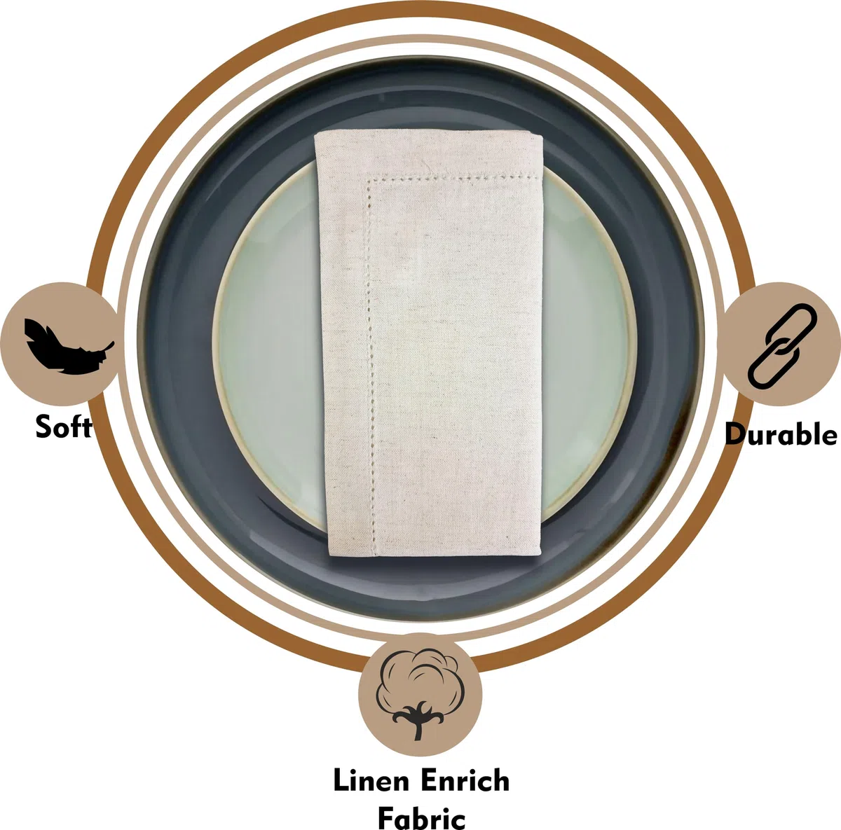 tovaglioli di lino con orlo a giorno, 50,8 x 50,8 cm, naturali, Tessuto, Natural Beige, 50 x 50 cm