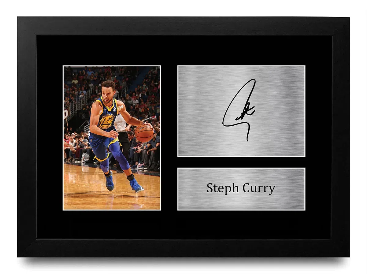 HWC Trading Stephen Steph Curry A4 Incorniciato Firmato Regalo Visualizzazione Delle Foto Print Immagine Autografo Stampato Per Golden State Warriors Appassionati Di Basket