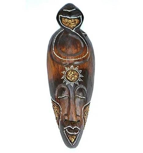 Maschera in legno 30 cm – Motivo Cobra – Decorazione Etnica Chic stile africano.