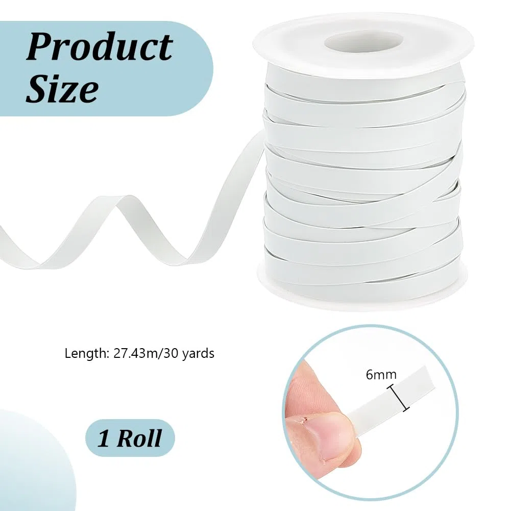 OLYCRAFT 27.4m Elastico in Gomma per Costumi da Bagno Larghezza 6mm Elastici Piatto per Costume da Bagno Elastico Bianco per Cucire Cinture di Pantaloni Costumi da Bagni Decorazioni Artigianali