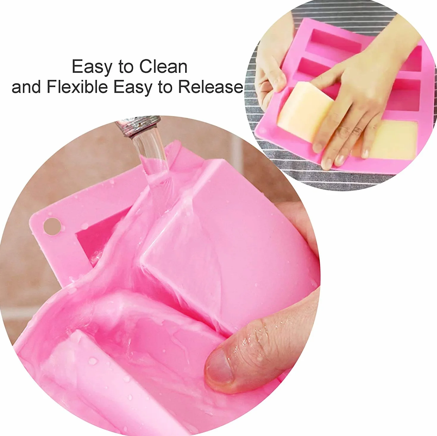 Bangp Stampi rettangolari in silicone, stampi per sapone fatti in casa, torte, pane, stampi da forno, cioccolato, caramelle, cubetti di ghiaccio, portasapone, fai da te
