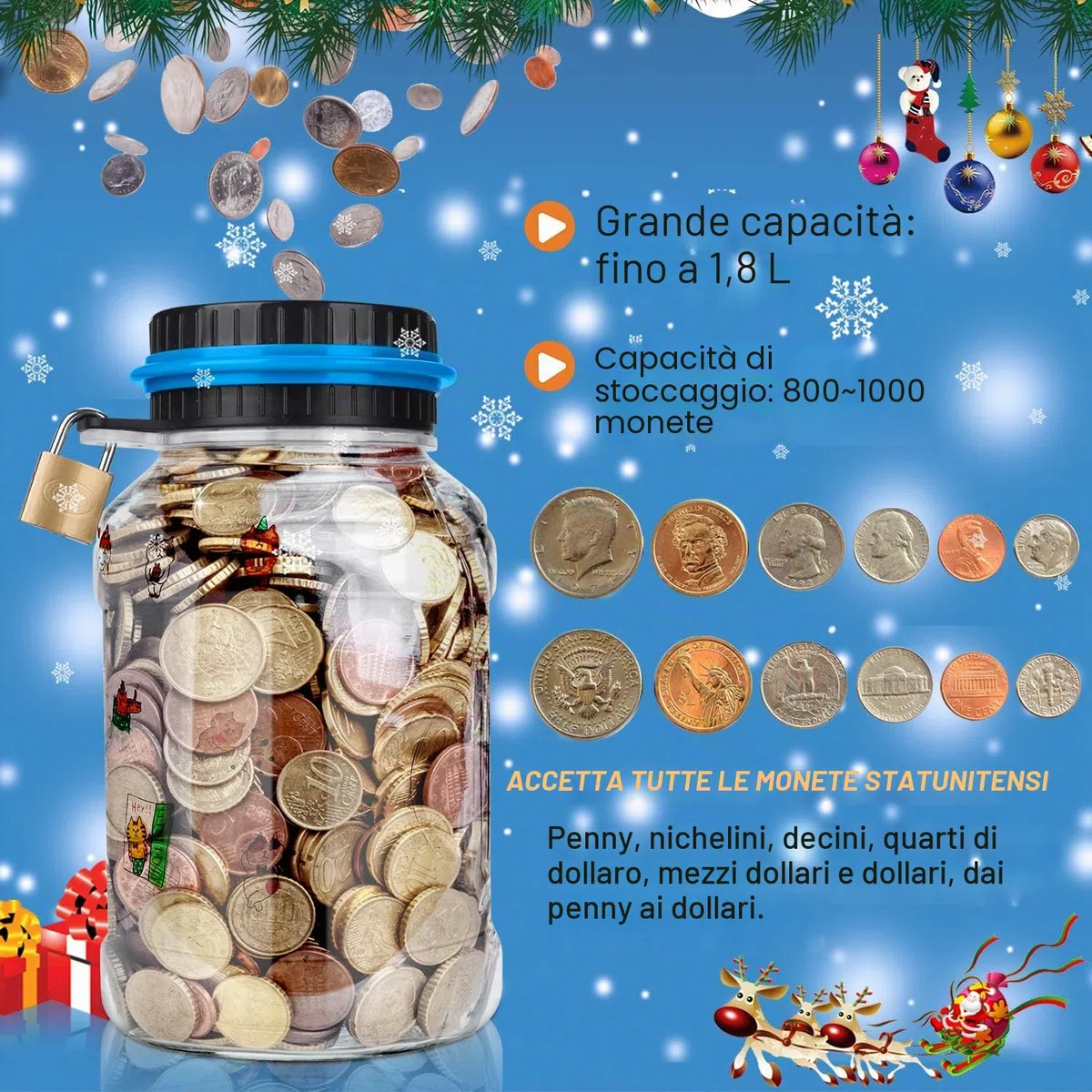 MOMMED Salvadanaio Elettronico Digitale EUR Contatore, Automatico Angolo Contante Money Box per Bambini e Adulti, 1,8L Con Schermo LCD, Scatola di Risparmio di Denaro Grande