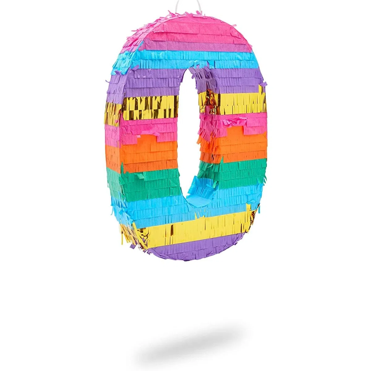 Pignatta stile arcobaleno per festa di compleanno del bambino, numero 0 (11,4 x 16,5 x 7,6 cm)