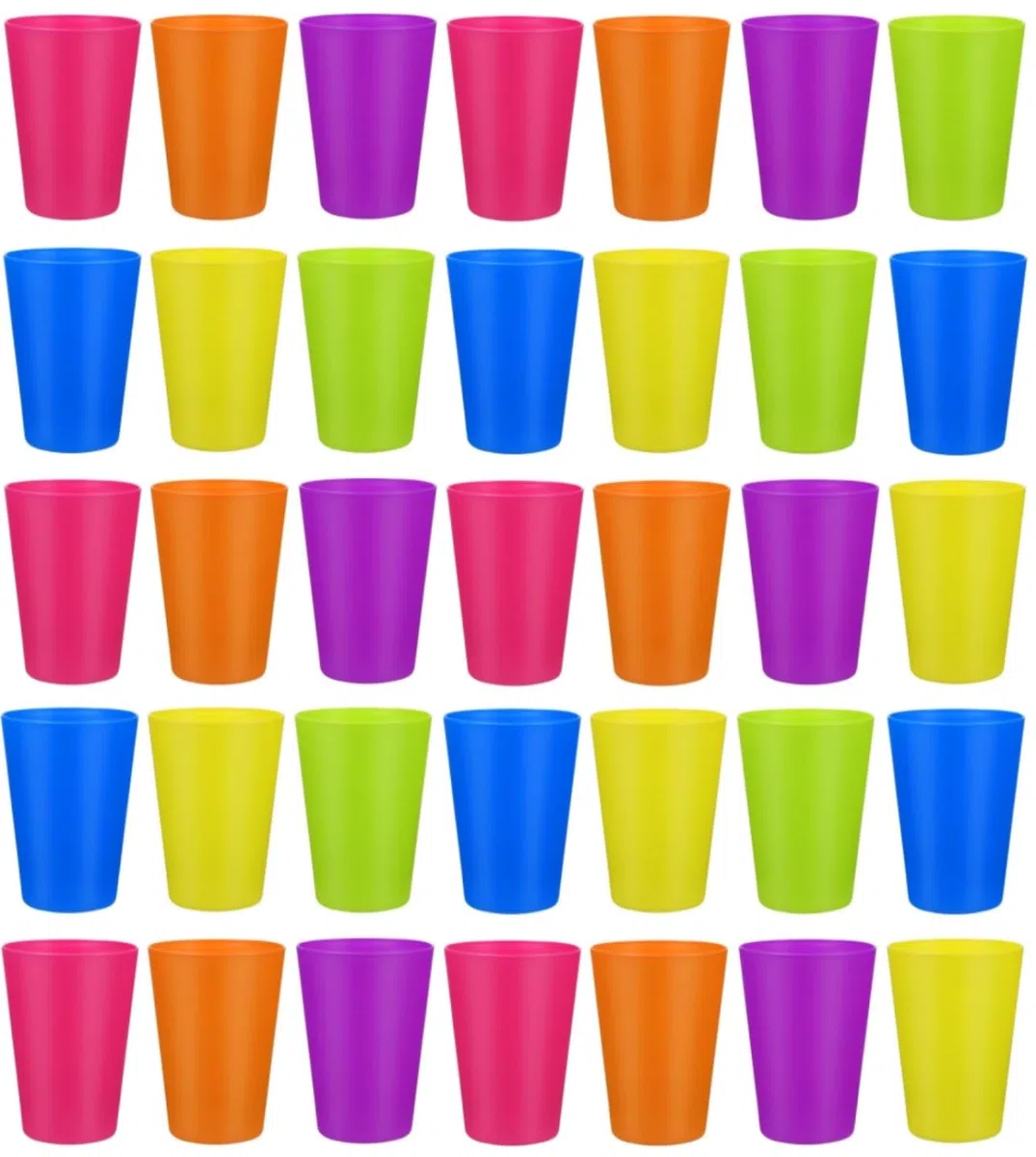 KAHEIGN 36 Pezzi Bicchieri di Plastica Riutilizzabili, 250ml Tazza di Plastica per Bambini per Cucina All'aperto Parti Picnic Barbecue Viaggi (6 Colori Vivaci)