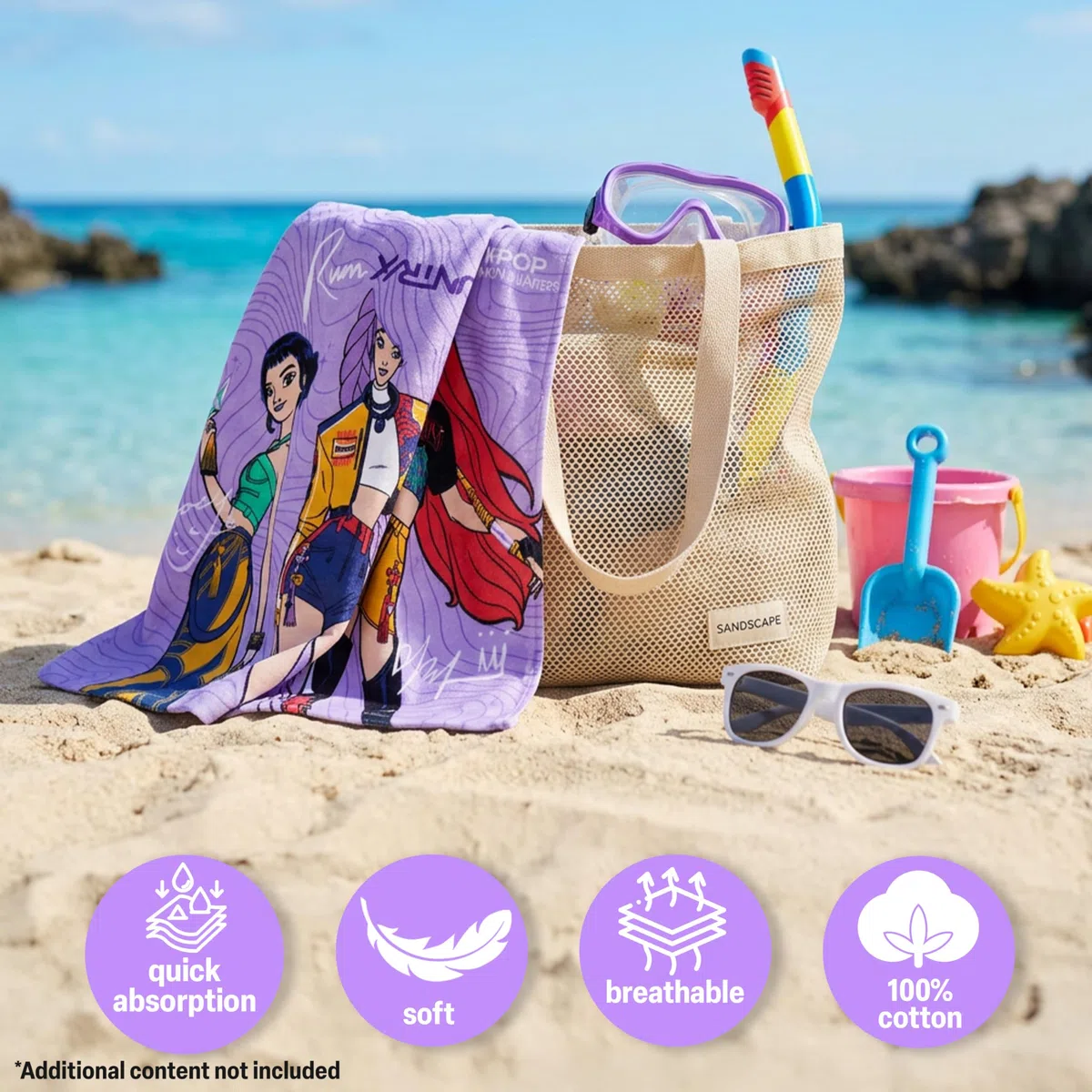 Get Trend KPop Demon Hunters Asciugamano Bagno Bambina con Cappuccio Telo Mare Estivo Cotone Morbido per Piscina Spiaggia e Bagno Idea Regalo Ragazza